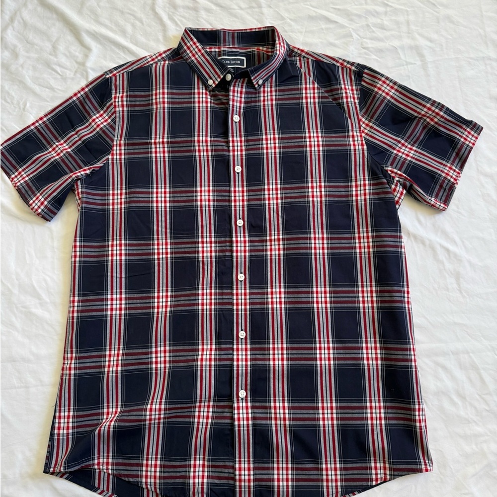 Club Room Red and Blue Plaid Button Down Shirt